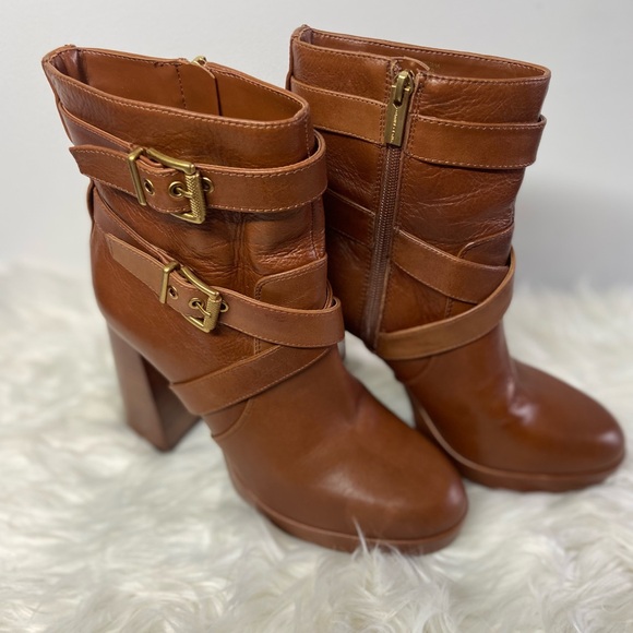 Vince Camuto Brown Leather Heeled Boots - Picture 1 of 6